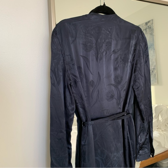 Cacharel Navy Blue Floral Jacquard Wrap Dress NWT Size 36 / Small - Picture 7 of 8